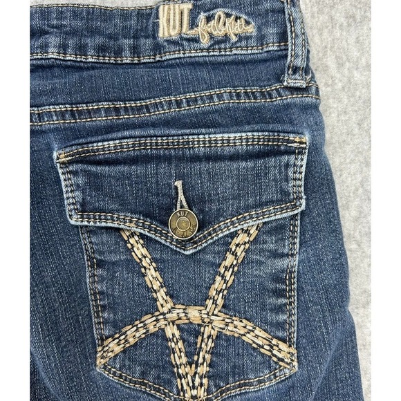 Kut from the Kloth Button Flap Pocket Jeans Sz 6 Dark Wash Grunge Embroidered - Picture 6 of 10